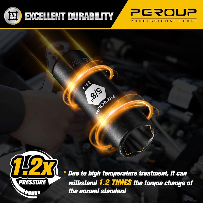 pgroup 3/8” Drive Deep Impact Socket, SAE(5/8 Inch socket), 6-Point, Cr-V Steel With Black Manganese Phosphate Coating - Image 3
